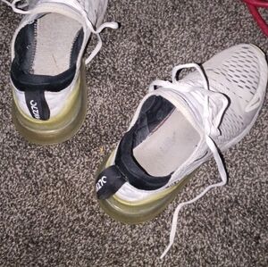 Nike White Sneakers with Yellow Air Heel and Black Heel Tab